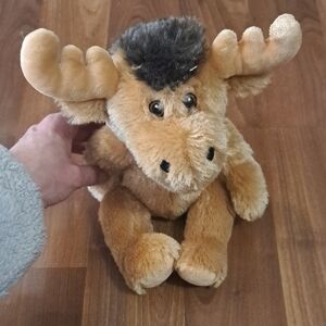 Plush Moose Stuffed Animal - Tan and Dark Brown Kids Toy